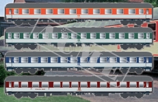 ACME 55343 - H0 - 4-tlg. Set Personenwagen Popart, DB, Ep. IV